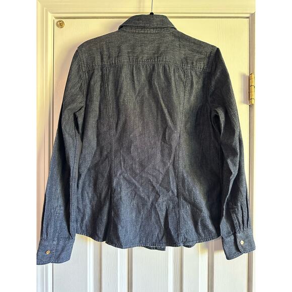 Talbots Women’s Dark Denim Fitted Western Style Snap Front Shirt Size 8 - Picture 6 of 6